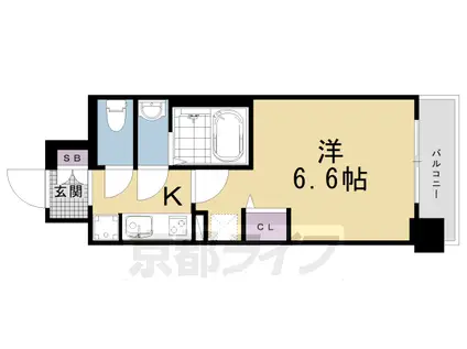 東海道本線 京都駅 徒歩5分 9階建 築3年(1K/2階)の間取り写真