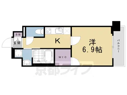 東海道本線 京都駅 徒歩5分 9階建 築2年(1K/8階)の間取り写真
