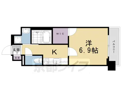 東海道本線 京都駅 徒歩6分 9階建 築2年(1K/5階)の間取り写真