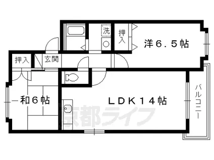叡山電鉄 修学院駅 徒歩5分 2階建 築34年(2LDK/1階)の間取り写真
