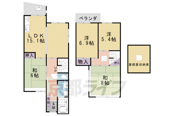 京阪電気鉄道京津線 追分駅(滋賀) 徒歩7分 2階建 築37年(4LDK)の間取り写真