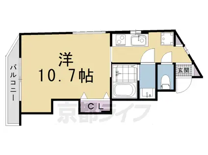 叡山電鉄 茶山・京都芸術大学駅 徒歩15分 5階建 築3年(1K/4階)の間取り写真