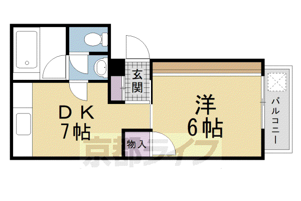 京都市烏丸線 今出川駅 徒歩1分 4階建 築53年(1DK/4階)の間取り写真