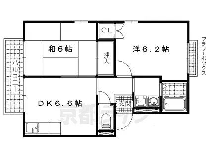 エステートピア松英2棟(2DK/2階)の間取り写真