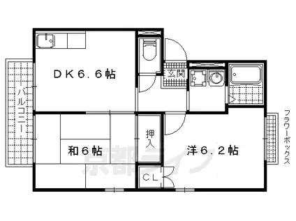 エステートピア松英2棟(2DK/2階)の間取り写真