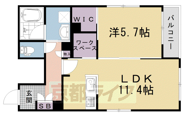 阪急電鉄京都線 西院駅(阪急) 徒歩7分 3階建 築2年(1LDK/1階)の間取り写真