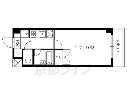 京阪電気鉄道鴨東線 出町柳駅 徒歩22分 5階建 築28年(1K/2階)の間取り写真