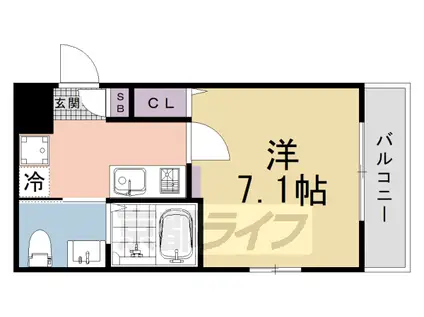 山陰本線 二条駅 徒歩9分 4階建 築3年(1K/1階)の間取り写真