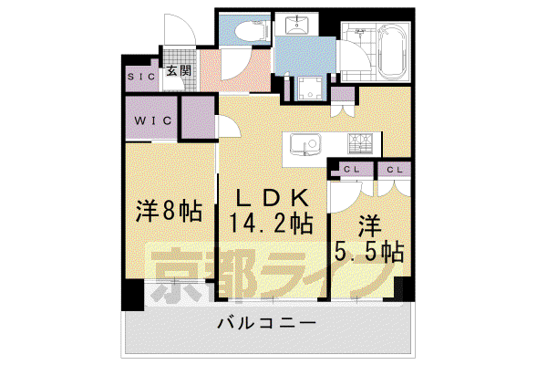 京都市烏丸線 丸太町駅(京都市営) 徒歩11分 5階建 築3年(2LDK/3階)の間取り写真