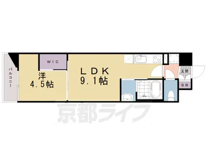 スワンズ京都東寺ガーデン(1LDK/5階)の間取り写真