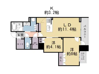 パークホームズ京都二条城(2SLDK/3階)の間取り写真