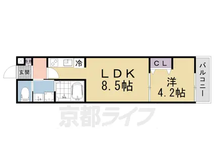 ALEGRIA大津(1LDK/1階)の間取り写真