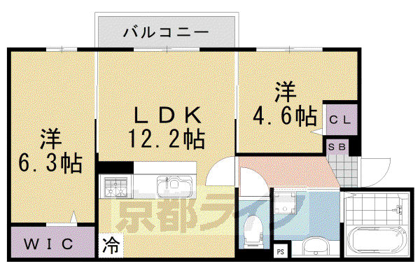 阪急電鉄京都線 桂駅 徒歩10分 2階建 築3年(2LDK/2階)の間取り写真