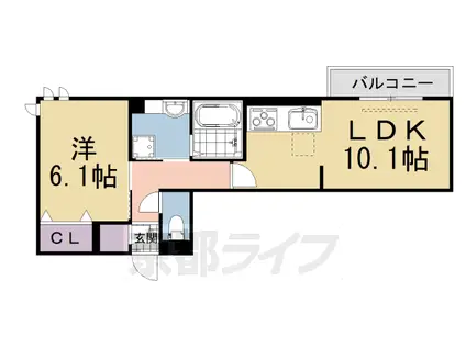 叡山電鉄 一乗寺駅 徒歩10分 2階建 築1年(1LDK/2階)の間取り写真