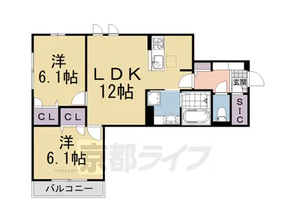 叡山電鉄 一乗寺駅 徒歩10分 2階建 築1年(2LDK/2階)の間取り写真