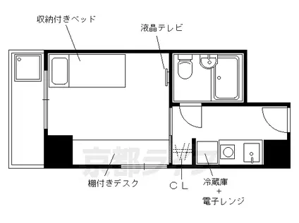 京福北野線 北野白梅町駅 徒歩13分 10階建 築42年(1K/2階)の間取り写真