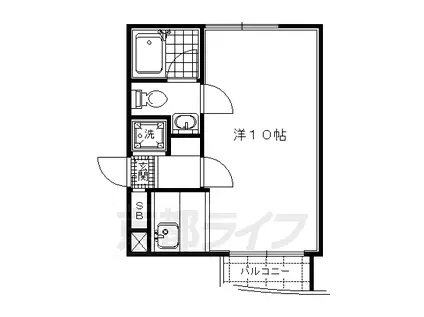 京都市烏丸線 鞍馬口駅 徒歩19分 4階建 築36年(1K/3階)の間取り写真