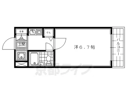 京都市烏丸線 今出川駅 徒歩12分 4階建 築36年(1K/4階)の間取り写真