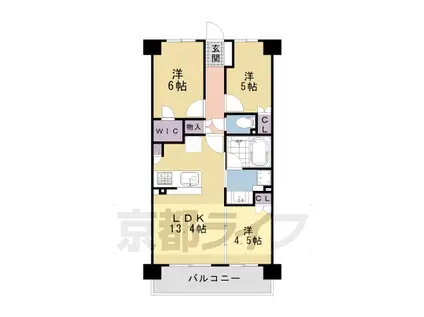東海道本線 西大路駅 徒歩5分 7階建 築2年(3LDK/5階)の間取り写真
