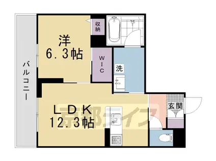 HABITER御所西(1LDK/3階)の間取り写真