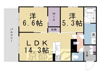 HABITER御所西(2LDK/2階)の間取り写真