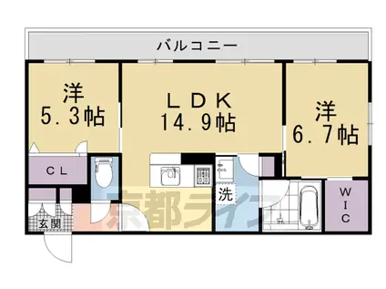 京都市烏丸線 丸太町駅(京都市営) 徒歩12分 3階建 築2年(2LDK/3階)の間取り写真