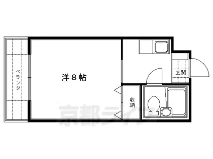 京阪電気鉄道京阪線 龍谷大前深草駅 徒歩9分 4階建 築38年(1K/4階)の間取り写真