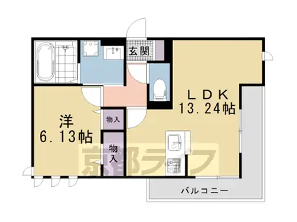 叡山電鉄 茶山・京都芸術大学駅 徒歩5分 3階建 築3年(1LDK/1階)の間取り写真