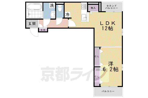 東海道本線 西大路駅 徒歩14分 3階建 築2年(1LDK/1階)の間取り写真