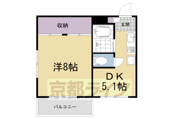 KOHRIN春日森(1DK/2階)の間取り写真