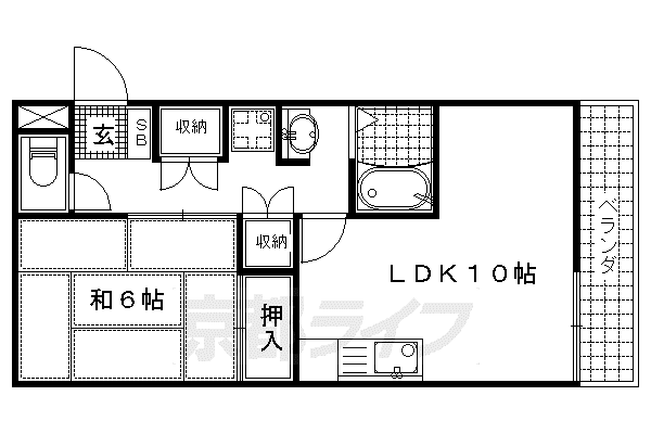 近鉄京都線 向島駅 徒歩8分 2階建 築31年(1LDK/2階)の間取り写真