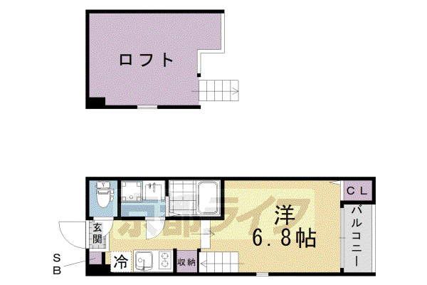 京阪電気鉄道宇治線 観月橋駅 徒歩10分 2階建 築3年(ワンルーム/1階)の間取り写真