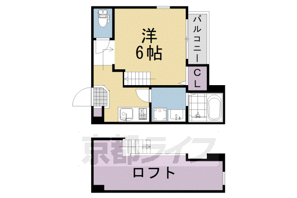 京阪電気鉄道京阪線 淀駅 徒歩8分 2階建 築3年(1K/1階)の間取り写真