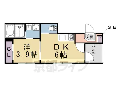 IRIS伏見(1DK/2階)の間取り写真
