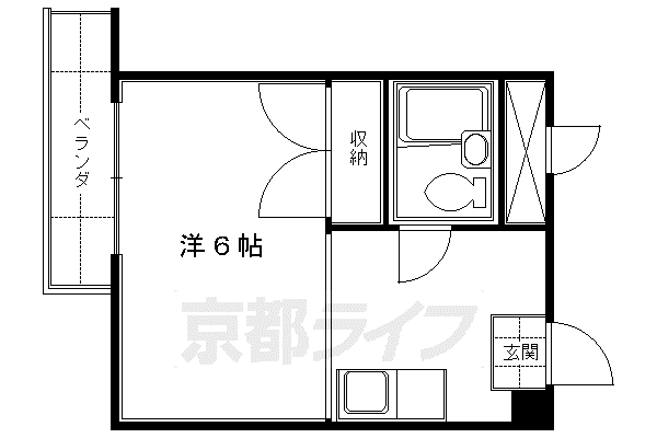 京阪電気鉄道京阪線 龍谷大前深草駅 徒歩8分 3階建 築39年(1K/3階)の間取り写真