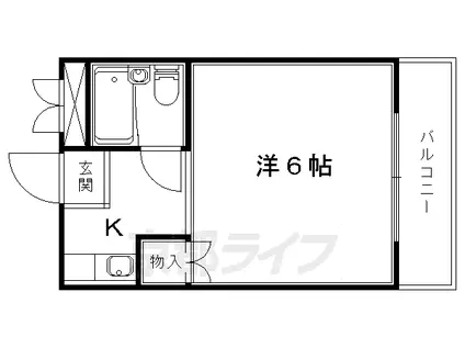 京阪電気鉄道京阪線 藤森駅 徒歩3分 2階建 築40年(1K/1階)の間取り写真