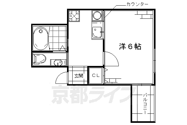 京阪電気鉄道京阪線 伏見桃山駅 徒歩2分 5階建 築37年(1K/4階)の間取り写真