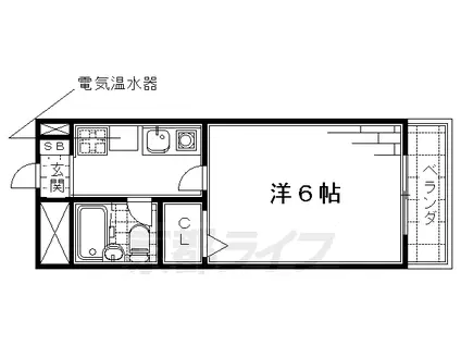 近鉄京都線 桃山御陵前駅 徒歩5分 6階建 築31年(1K/6階)の間取り写真
