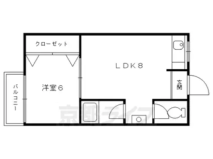 近鉄京都線 伏見駅(京都) 徒歩7分 6階建 築48年(1LDK/3階)の間取り写真