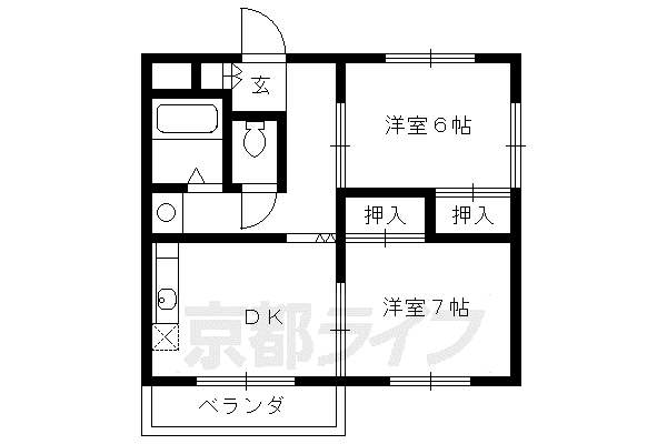 京阪電気鉄道京阪線 藤森駅 徒歩18分 3階建 築37年(2DK/2階)の間取り写真