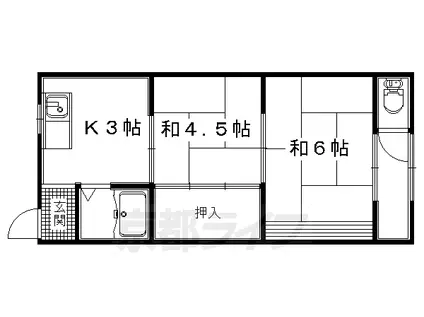 奈良線 六地蔵駅(ＪＲ) 徒歩5分 2階建 築32年(2DK/1階)の間取り写真