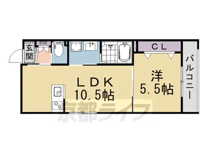 ブライトグランデ大津南志賀(1LDK/1階)の間取り写真