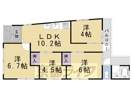 松室中溝町マンション(4DK/2階)の間取り写真