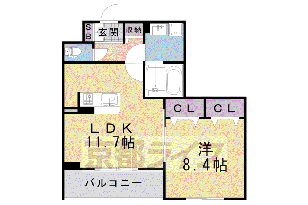 京阪電気鉄道京阪線 中書島駅 徒歩33分 2階建 築2年(1LDK/2階)の間取り写真