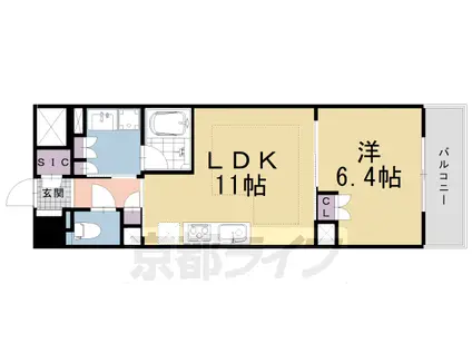 サンメゾン京都堺町通ザ・テラス(1LDK/8階)の間取り写真