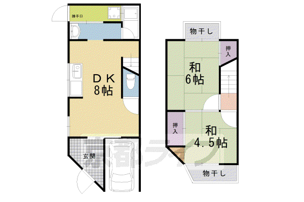 京福嵐山本線 蚕ノ社駅 徒歩2分 2階建 築54年(2DK)の間取り写真