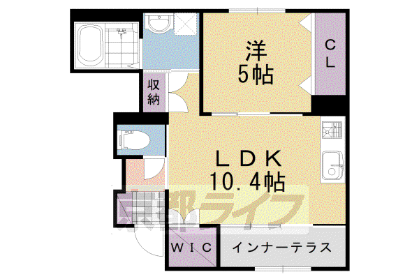 阪急電鉄京都線 西向日駅 徒歩28分 2階建 築2年(1LDK/1階)の間取り写真