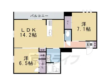 六条荘(2LDK/2階)の間取り写真