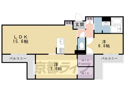 六条荘(2LDK/2階)の間取り写真