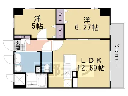 メゾン1番館(2LDK/5階)の間取り写真
